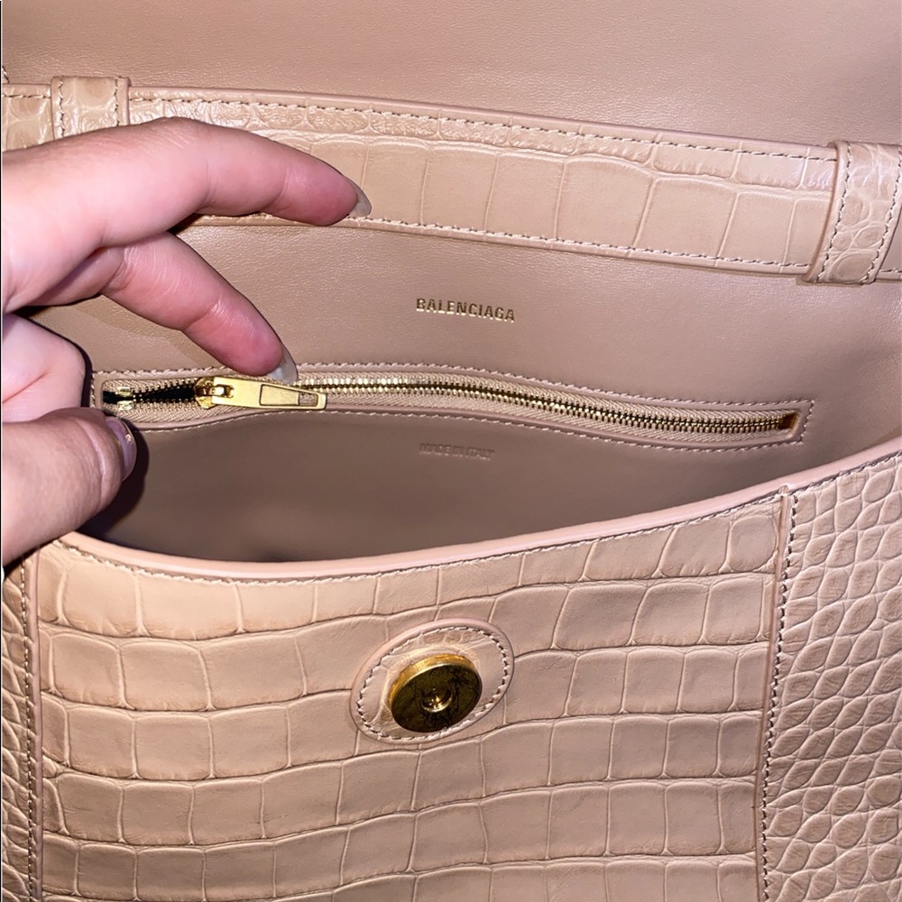 Balenciaga Hourglass Embossed Croc Shoulder Bag - Picture 6 of 16